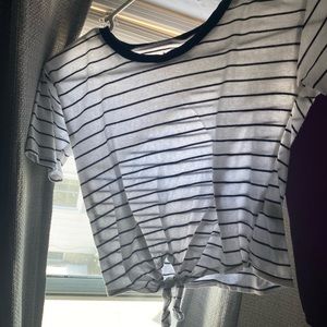 charlotte russe black/white striped crop top